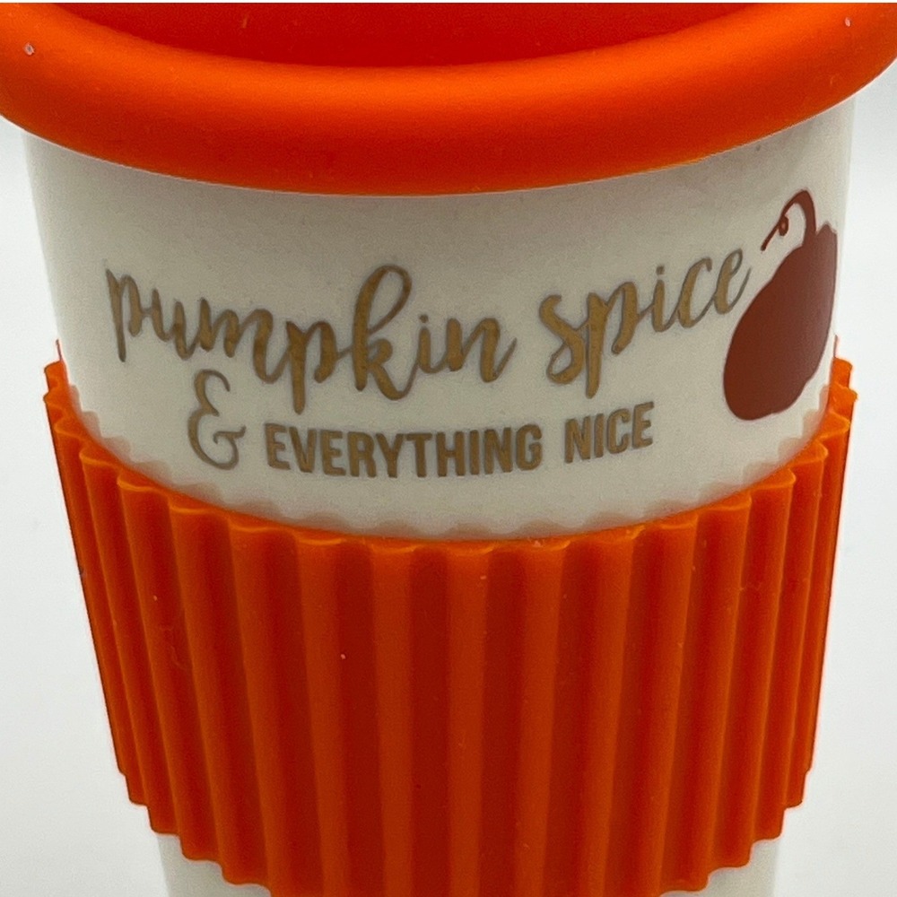 Kennex Travel Mug Unisex OS White Orange Brand New Pumpkin Spice Ceramic Cup - Picture 3 of 7